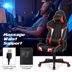 Sedia da gioco massaggiante Costway, reclinabile, girevole, da ufficio, da corsa, con supporto lombare