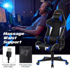 Sedia da gioco massaggiante Costway, reclinabile, girevole, da ufficio, da corsa, con supporto lombare