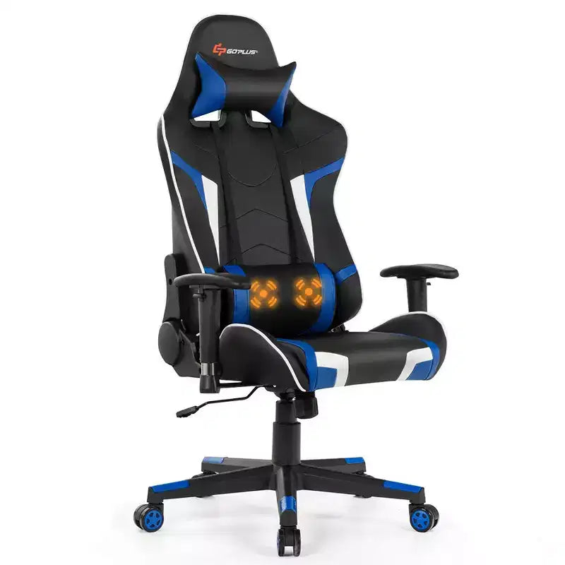 Costway Massage Gaming Chair Reclining Swivel Racing Office Chair w/Lumbar Support
