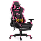 Costway Massage Gaming Chair Reclining Swivel Racing Office Chair with Footrest