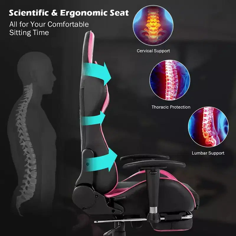 Costway Massage Gaming Chair Reclining Swivel Racing Office Chair with Footrest