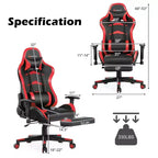 Costway Massage Gaming Chair Reclining Swivel Racing Office Chair with Footrest
