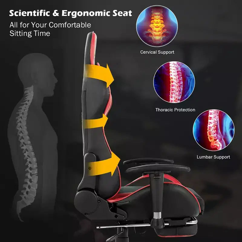 Costway Massage Gaming Chair Reclining Swivel Racing Office Chair with Footrest