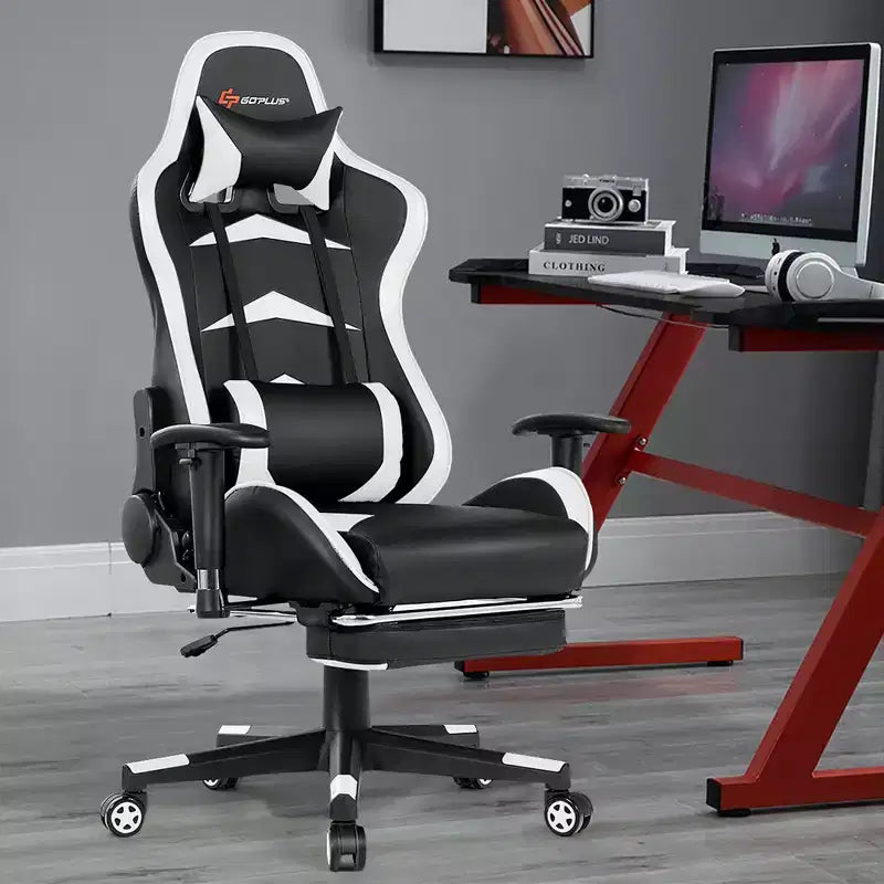 Costway Massage Gaming Chair Reclining Swivel Racing Office Chair with Footrest