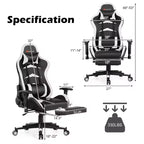 Costway Massage Gaming Chair Reclining Swivel Racing Office Chair with Footrest