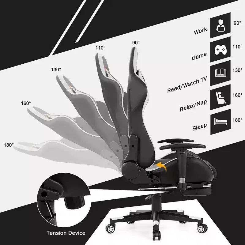 Costway Massage Gaming Chair Reclining Swivel Racing Office Chair with Footrest