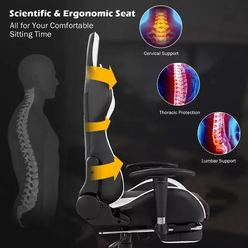Costway Massage Gaming Chair Reclining Swivel Racing Office Chair with Footrest