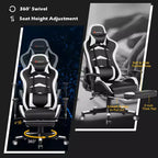 Costway Massage Gaming Chair Reclining Swivel Racing Office Chair with Footrest