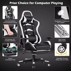 Costway Massage Gaming Chair Reclining Swivel Racing Office Chair with Footrest