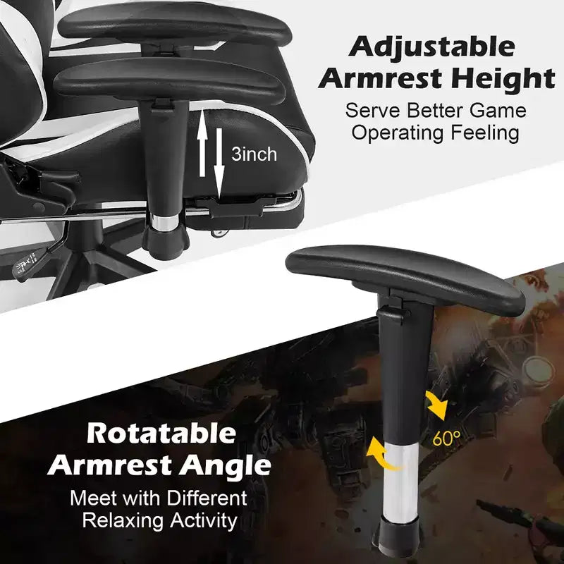 Costway Massage Gaming Chair Reclining Swivel Racing Office Chair with Footrest