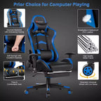 Costway Massage Gaming Chair Reclining Swivel Racing Office Chair with Footrest