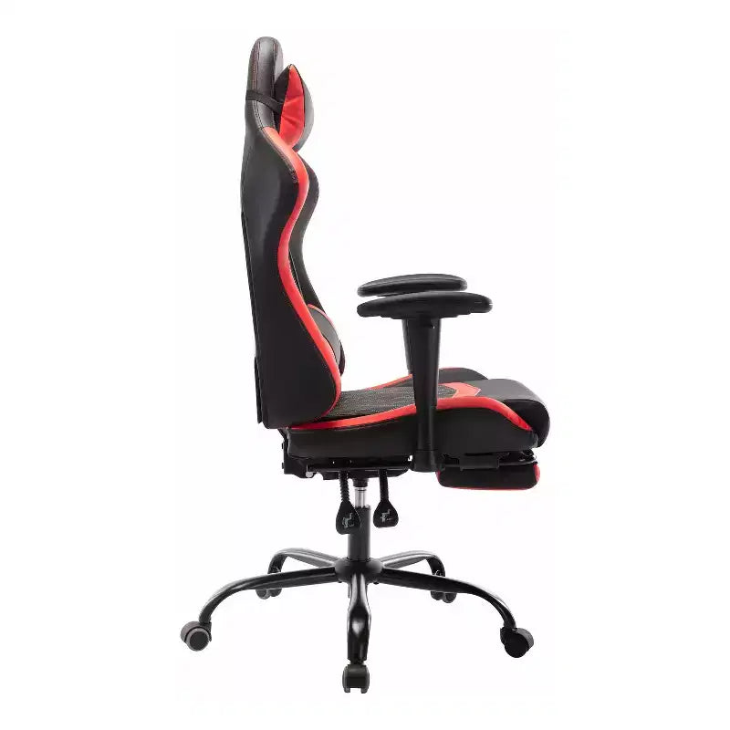 24/7 Shop At Home Finn Racing Adjustable Pillow and Leg Support Gaming Chair