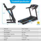 Costway 2.25HP Folding Electric Treadmill Motorized Power Running Machine