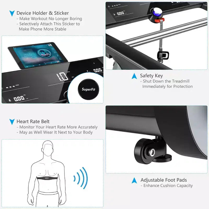 Costway Folding Electric Treadmill Jogging MachineBluetooth10 Preset Programs