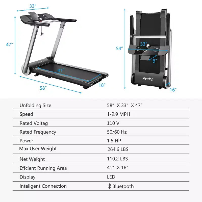Costway Folding Electric Treadmill Jogging MachineBluetooth10 Preset Programs