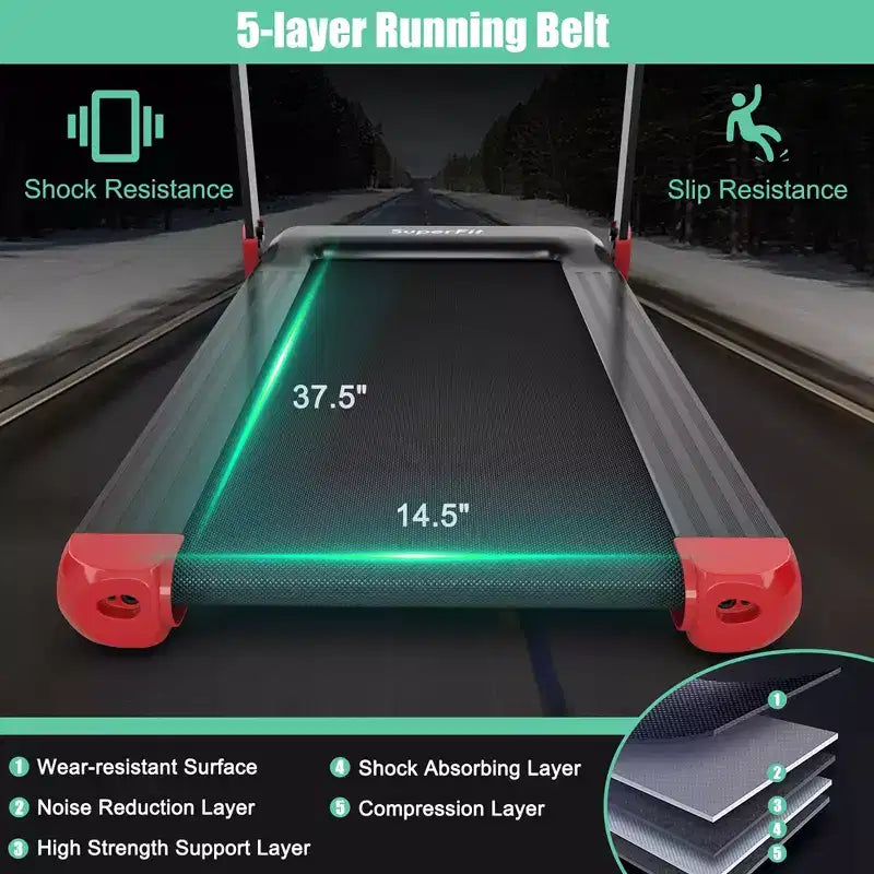 Costway Folding Electric Treadmill Compact Walking Running Machine w/APP Control Speaker