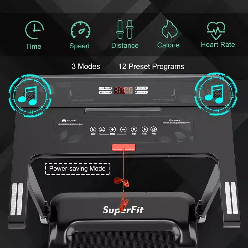 Costway Folding Electric Treadmill Compact Walking Running Machine w/APP Control Speaker