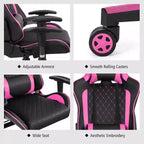 Costway Massage Gaming Chair Reclining Racing Chair w/Lumbar Support and Headrest White/Blue/Pink/Red