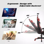Costway Massage Gaming Chair Reclining Racing Chair w/Lumbar Support and Headrest White/Blue/Pink/Red