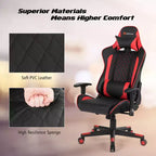 Costway Massage Gaming Chair Reclining Racing Chair w/Lumbar Support and Headrest White/Blue/Pink/Red