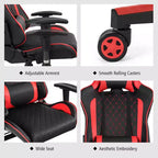 Costway Massage Gaming Chair Reclining Racing Chair w/Lumbar Support and Headrest White/Blue/Pink/Red