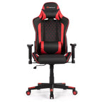 Costway Massage Gaming Chair Reclining Racing Chair w/Lumbar Support and Headrest White/Blue/Pink/Red