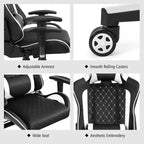Costway Massage Gaming Chair Reclining Racing Chair w/Lumbar Support and Headrest White/Blue/Pink/Red