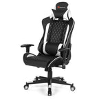 Costway Massage Gaming Chair Reclining Racing Chair w/Lumbar Support and Headrest White/Blue/Pink/Red