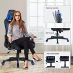 Costway Massage Gaming Chair Reclining Racing Chair w/Lumbar Support and Headrest White/Blue/Pink/Red