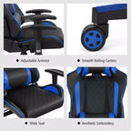 Costway Massage Gaming Chair Reclining Racing Chair w/Lumbar Support and Headrest White/Blue/Pink/Red