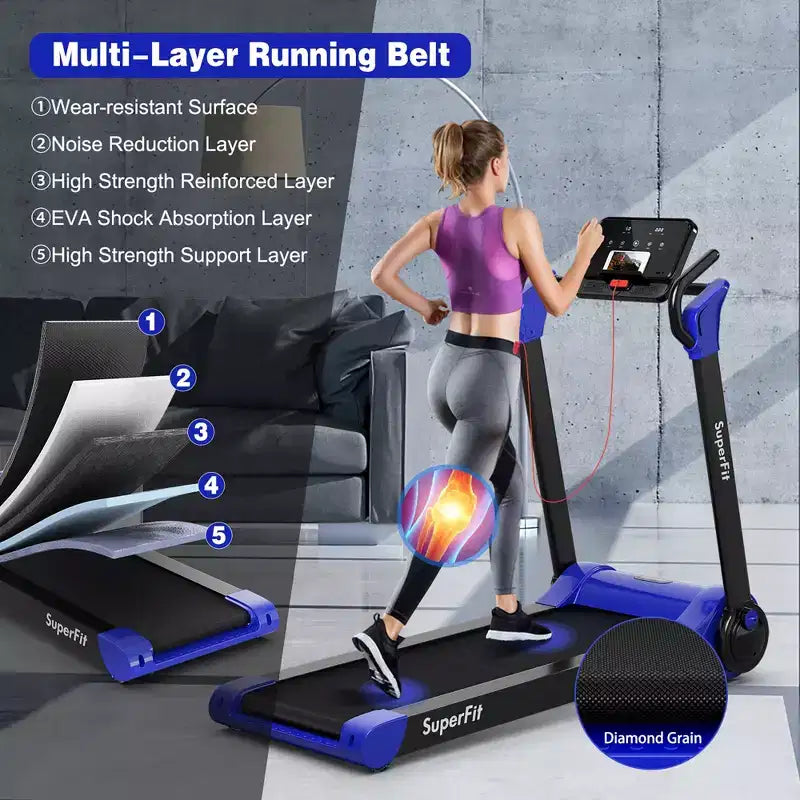 Costway Folding 2.25HP Electric Treadmill Running Machine APP Control Bluetooth