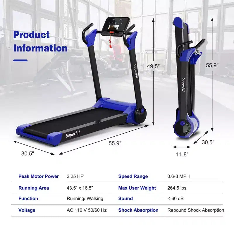 Costway Folding 2.25HP Electric Treadmill Running Machine APP Control Bluetooth