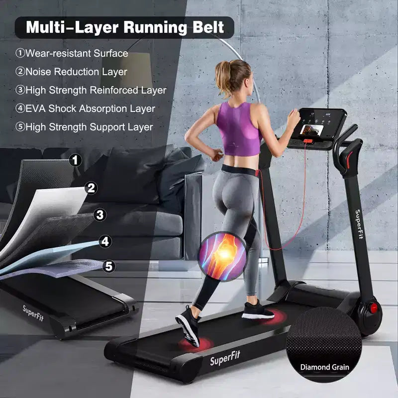 Costway Folding 2.25HP Electric Treadmill Running Machine APP Control Bluetooth