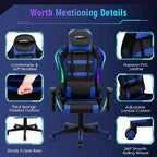 Costway Gaming Chair Adjustable Swivel Computer Chair w/ LED Lights & Remote