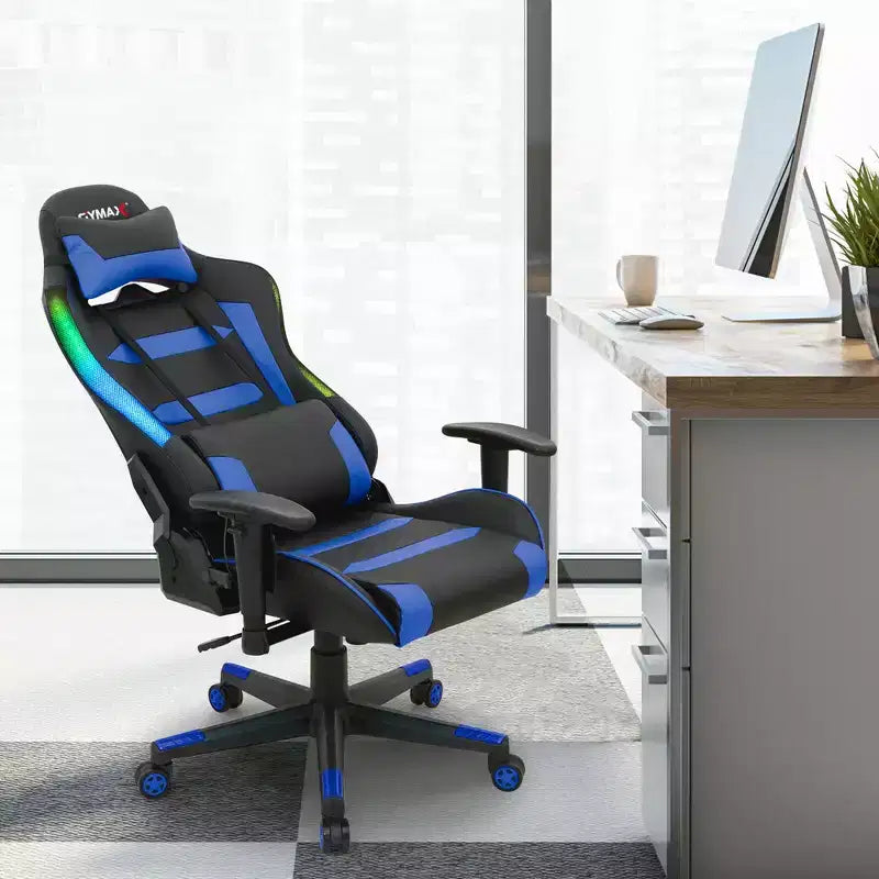 Costway Gaming Chair Adjustable Swivel Computer Chair w/ LED Lights & Remote