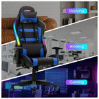 Costway Gaming Chair Adjustable Swivel Computer Chair w/ LED Lights & Remote