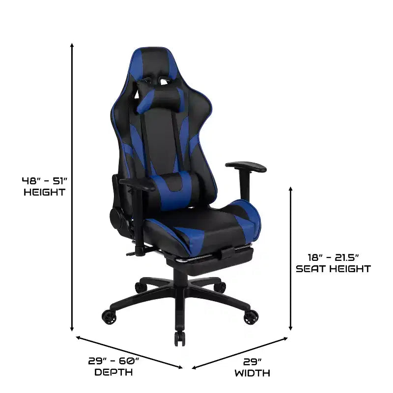 BlackArc Faux Leather Reclining Gaming Chair - Height Adjustable Pivot Arms, Pull-Out Footrest, Headrest & Lumbar Pillows