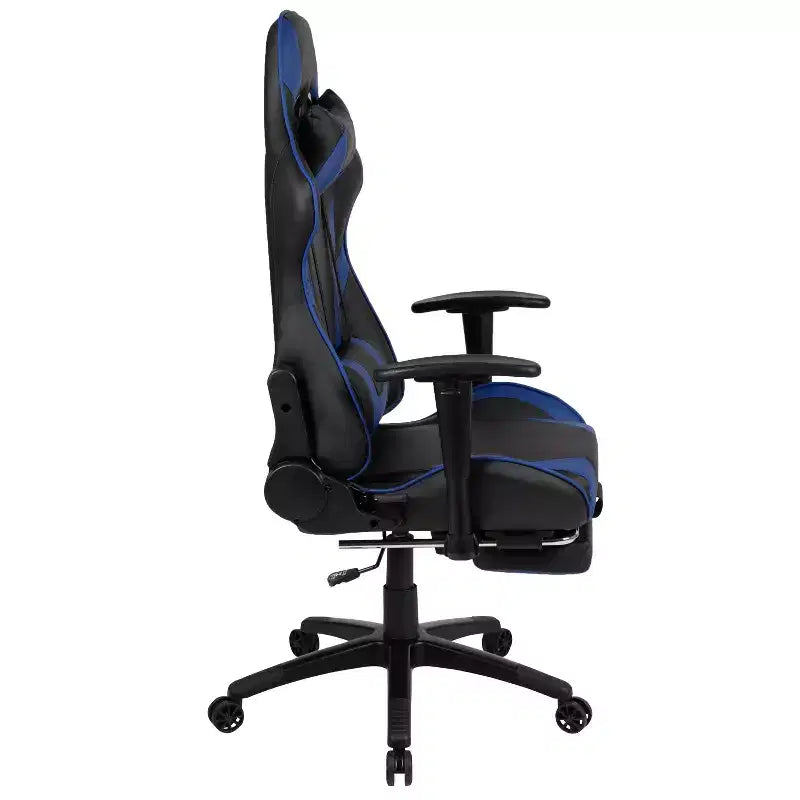 BlackArc Faux Leather Reclining Gaming Chair - Height Adjustable Pivot Arms, Pull-Out Footrest, Headrest & Lumbar Pillows
