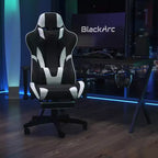 BlackArc Faux Leather Reclining Gaming Chair - Height Adjustable Pivot Arms, Pull-Out Footrest, Headrest & Lumbar Pillows