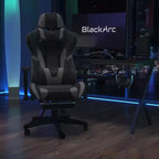 BlackArc Faux Leather Reclining Gaming Chair - Height Adjustable Pivot Arms, Pull-Out Footrest, Headrest & Lumbar Pillows