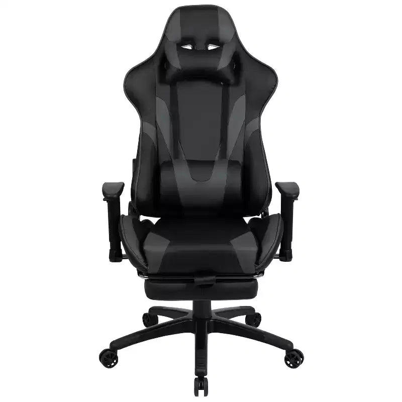 BlackArc Faux Leather Reclining Gaming Chair - Height Adjustable Pivot Arms, Pull-Out Footrest, Headrest & Lumbar Pillows