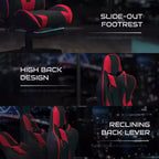 BlackArc Faux Leather Reclining Gaming Chair - Height Adjustable Pivot Arms, Pull-Out Footrest, Headrest & Lumbar Pillows