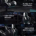 BlackArc Faux Leather Reclining Gaming Chair - Height Adjustable Pivot Arms, Pull-Out Footrest, Headrest & Lumbar Pillows
