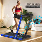 Costway 2-in-1 Folding Treadmill 2.25HP Jogging Machine w/ Dual LED Display Silver\Black\Blue