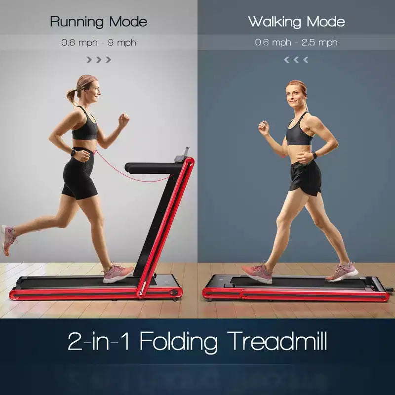Costway 2-in-1 Folding Treadmill 2.25HP Jogging Machine w/ Dual LED Display Silver\Black\Blue