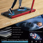 Costway 2-in-1 Folding Treadmill 2.25HP Jogging Machine w/ Dual LED Display Silver\Black\Blue