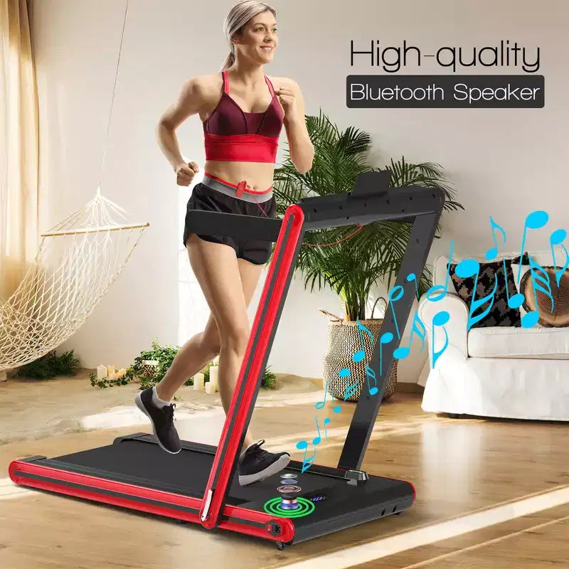 Costway 2-in-1 Folding Treadmill 2.25HP Jogging Machine w/ Dual LED Display Silver\Black\Blue
