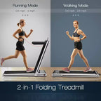 Costway 2-in-1 Folding Treadmill 2.25HP Jogging Machine w/ Dual LED Display Silver\Black\Blue