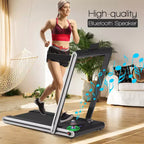 Costway 2-in-1 Folding Treadmill 2.25HP Jogging Machine w/ Dual LED Display Silver\Black\Blue