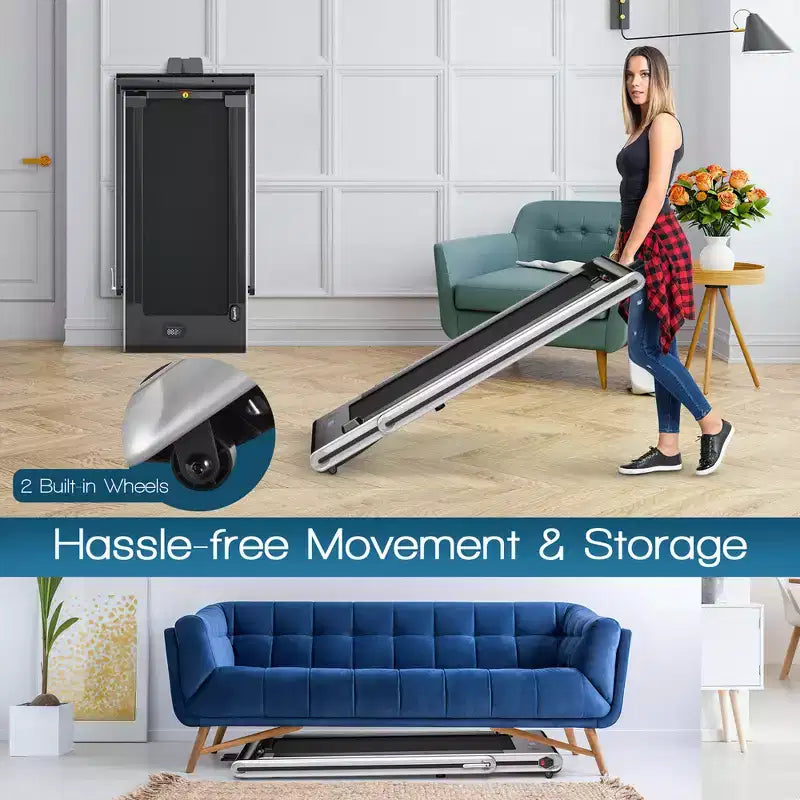 Costway 2-in-1 Folding Treadmill 2.25HP Jogging Machine w/ Dual LED Display Silver\Black\Blue